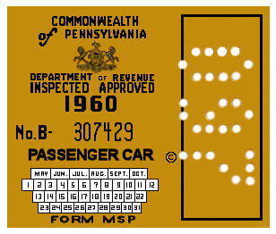 (image for) 1960 Pennsylvania Inspection Sticker